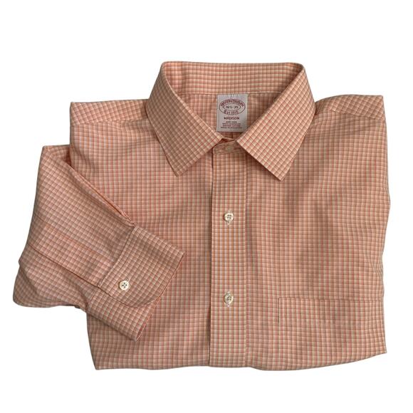 Brooks Brothers 1818 Madison Men's Size 16.5-35 Non Iron Button Up Check Shirt - Picture 1 of 16